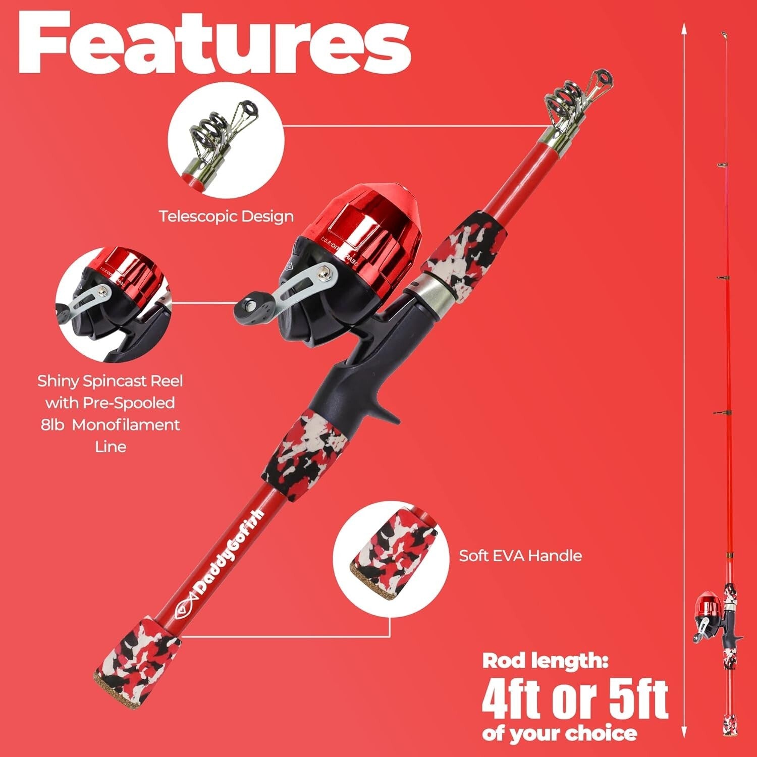 Spincasting Kids Fishing Rod with Loaded Tackle Box - Perfect Outdoor Set