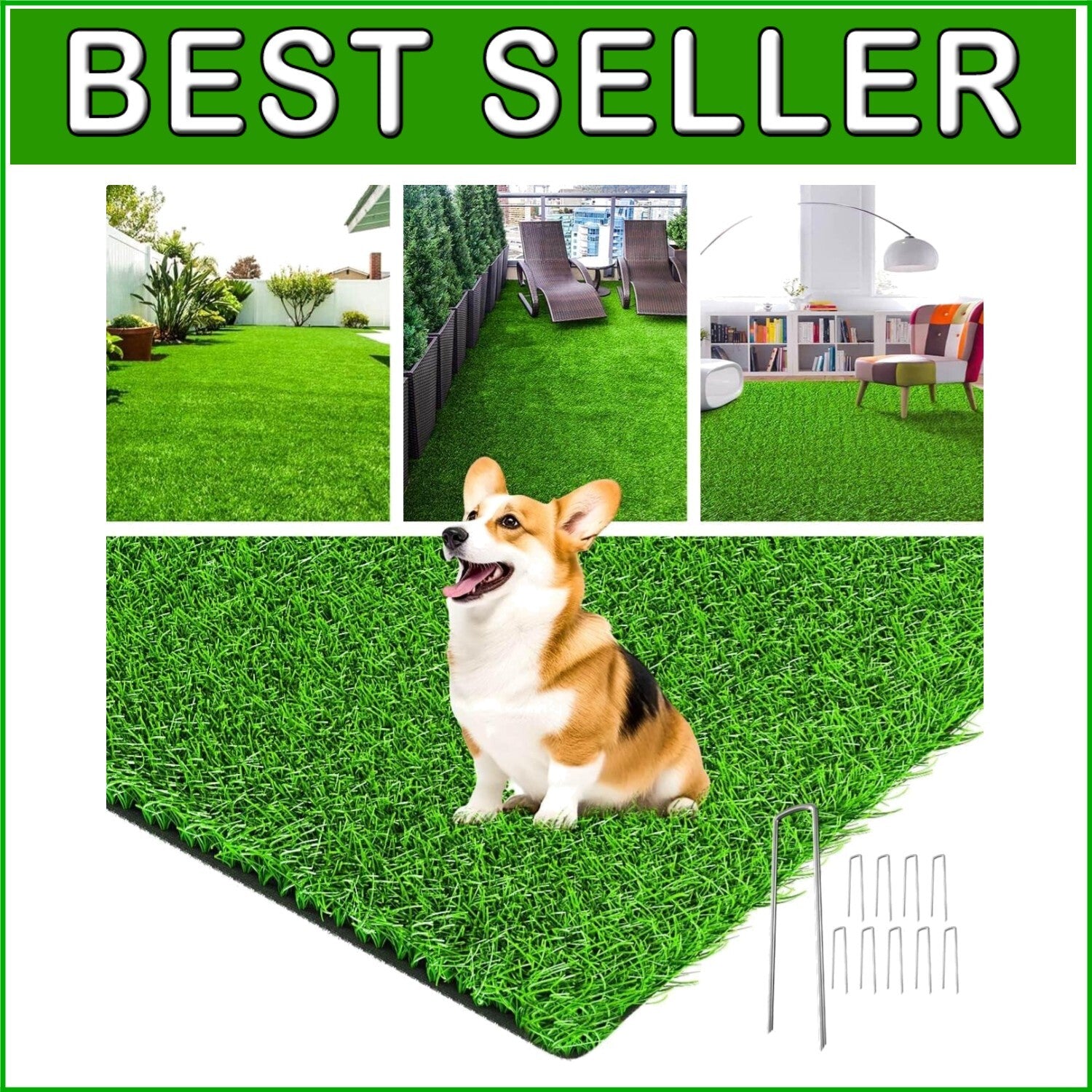 4x6 Feet Eco-Friendly Artificial Grass Turf with Drainage Holes for Pets & Decor