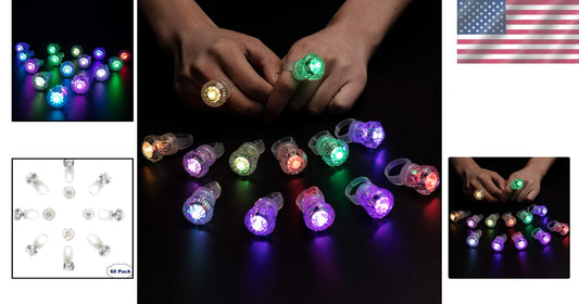 60 Pack LED Glow Rings - Bright Diamond Light-Up Rings for Parties & Events