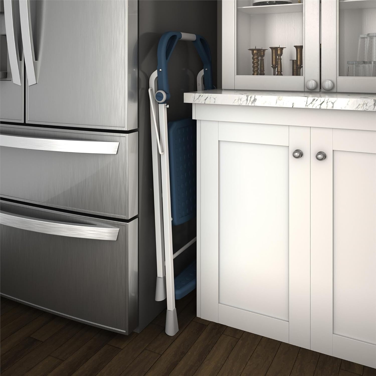 Family-Friendly 2-Step Folding Stool with Slip-Resistant Platform and Snack Tray