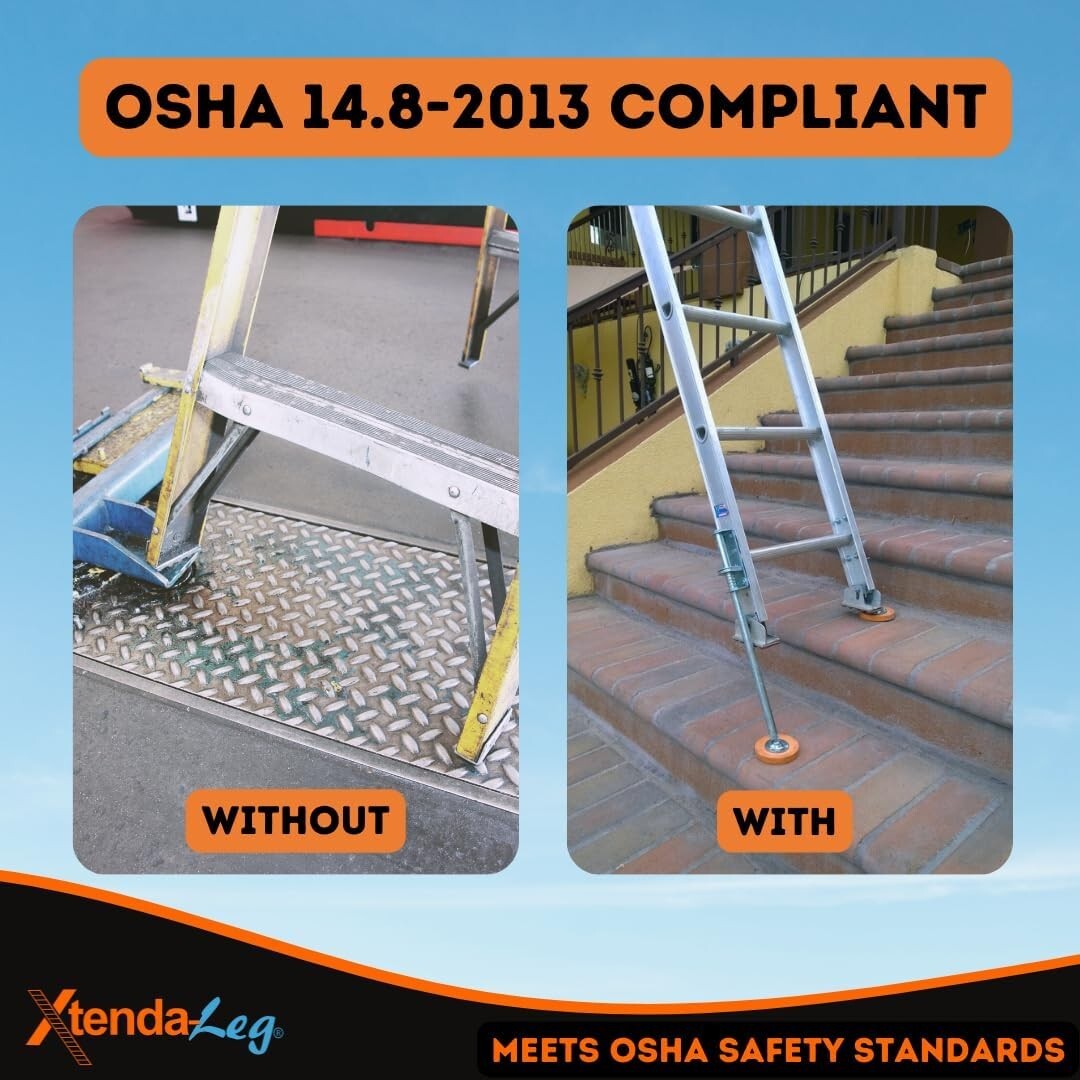 Easy Install Ladder Stabilizer with Rubber Feet - OSHA Approved Safety Accessory