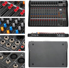 Load image into Gallery viewer, Versatile 12-Channel Audio Mixer for DJ &amp; Recording with Bluetooth &amp; USB Support