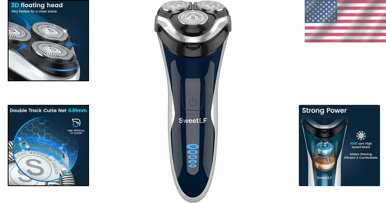 Wet & Dry Rotary Electric Shaver with Pop-up Trimmer - Fast Charging & Cordless