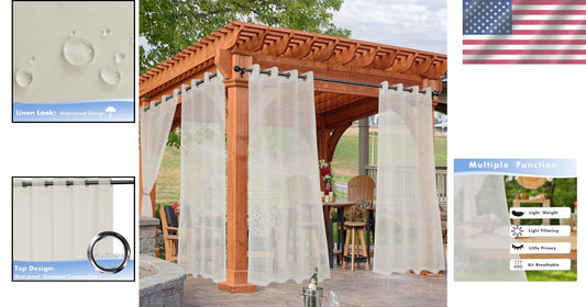 All-Season Waterproof Beige Drapes - 4 Piece Set for Gazebo & Pergola 54x120