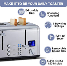 Load image into Gallery viewer, Ultra-Clear LED 4 Slice Toaster with Extra Wide Slots for Perfect Toast Every...