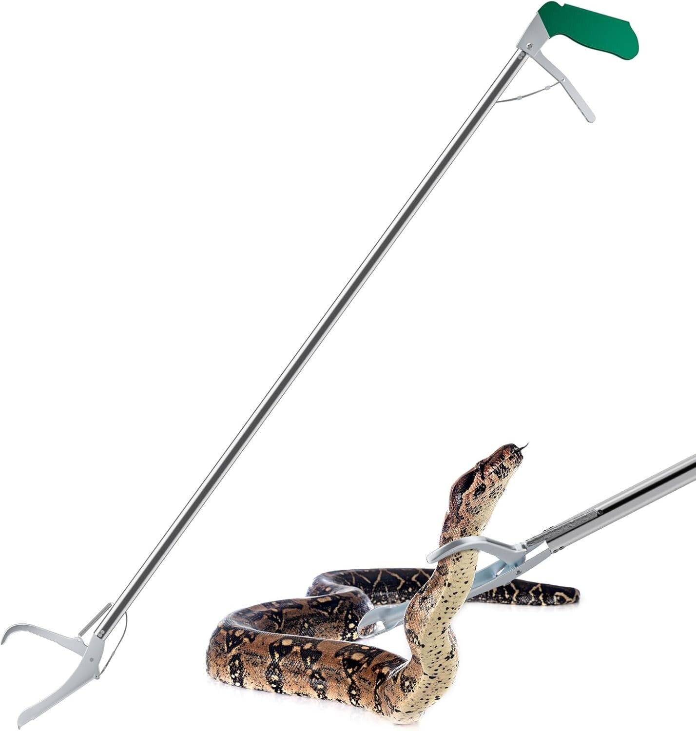 Extra Long 60” Stainless Steel Snake Tongs with Non-Slip Grip - Catch Humanely
