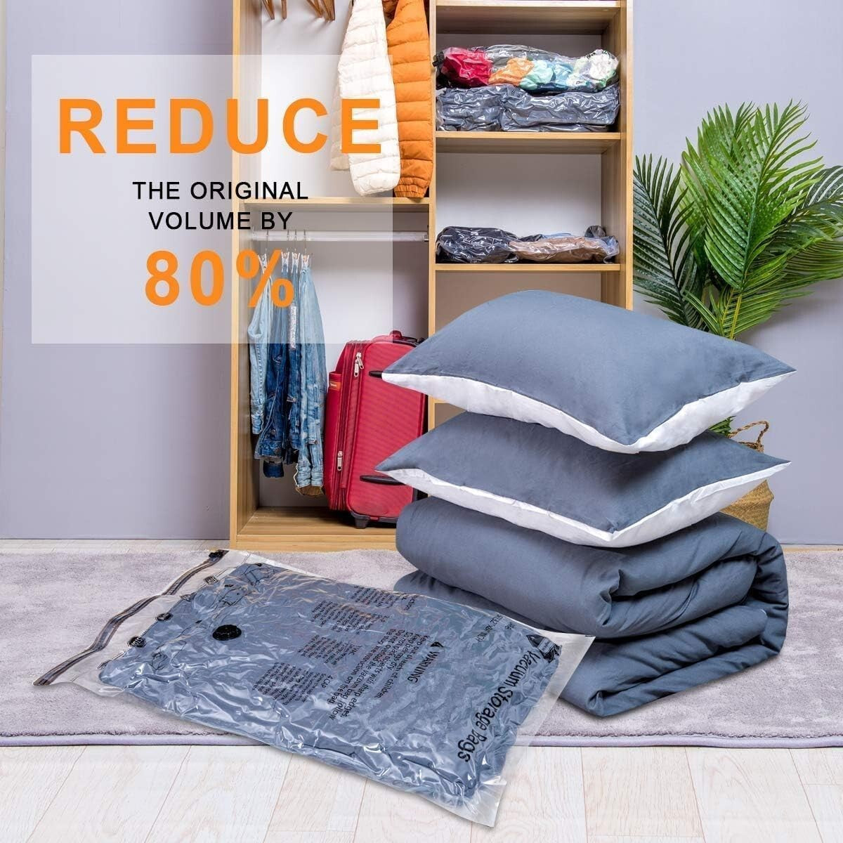 Space-Saving 24 Vacuum Storage Bags with Electric Pump - 80% Space Reduction