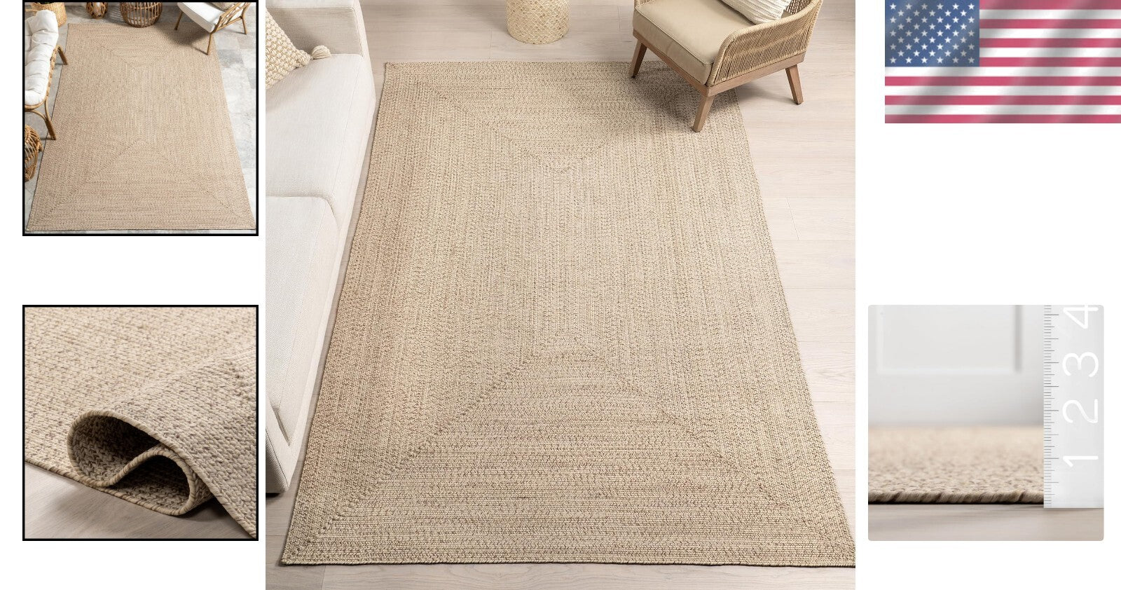 Durable 2' x 8' Hand Braided Indoor/Outdoor Area Rug - Pet-Friendly Luxury