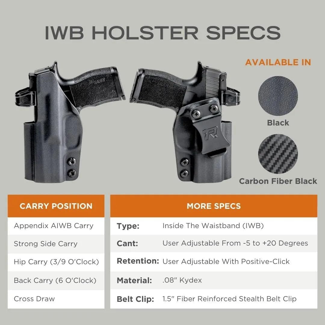 Custom Fit IWB Holster Made in USA | Adjustable Cant & Retention for Comfort