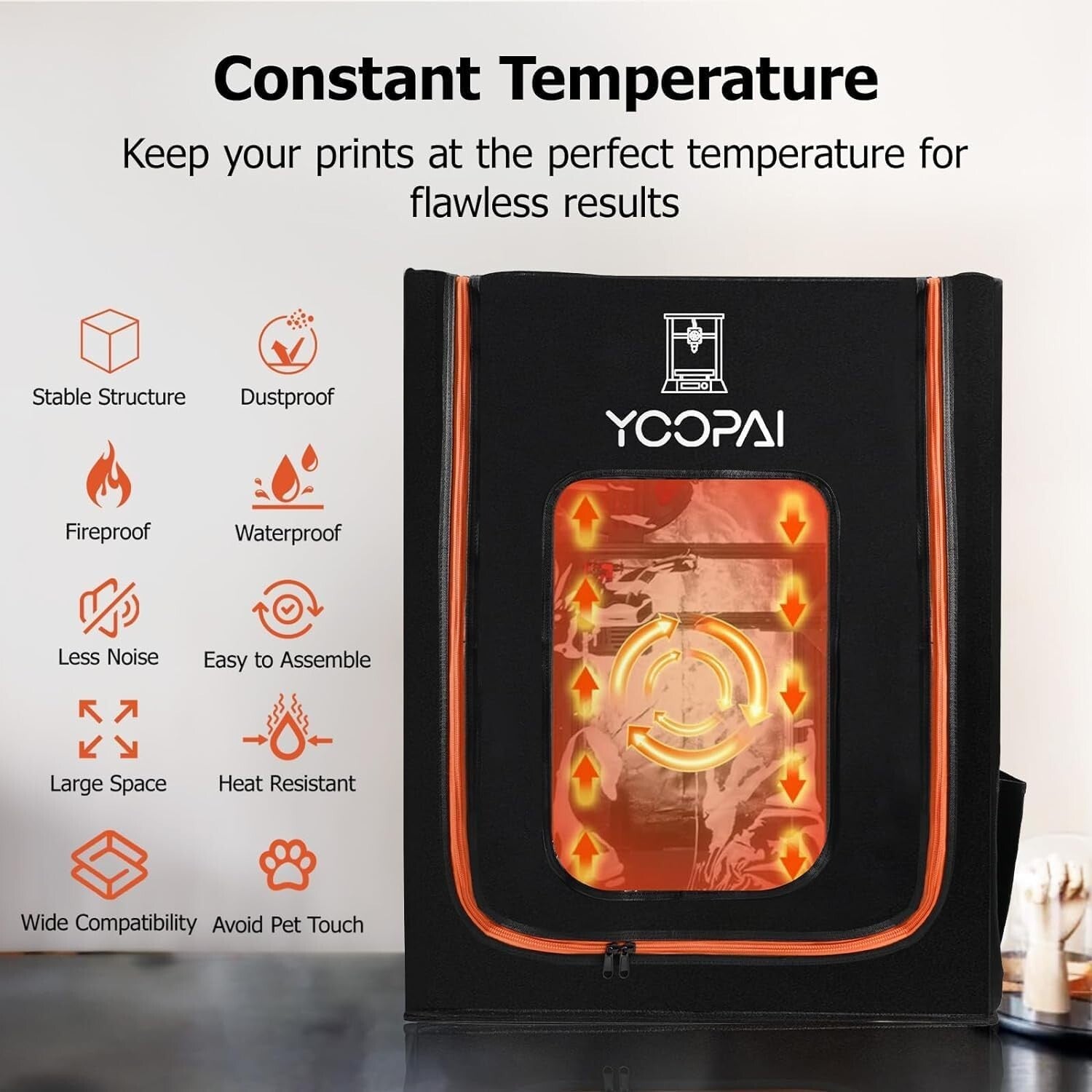 Noise-Reducing 3D Printer Enclosure with Fireproof Cover - Fits All Models