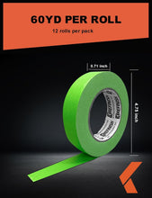 Load image into Gallery viewer, Heat Resistant Green Painters Tape - 0.7"x60yds, 12 Rolls for Sharp Lines