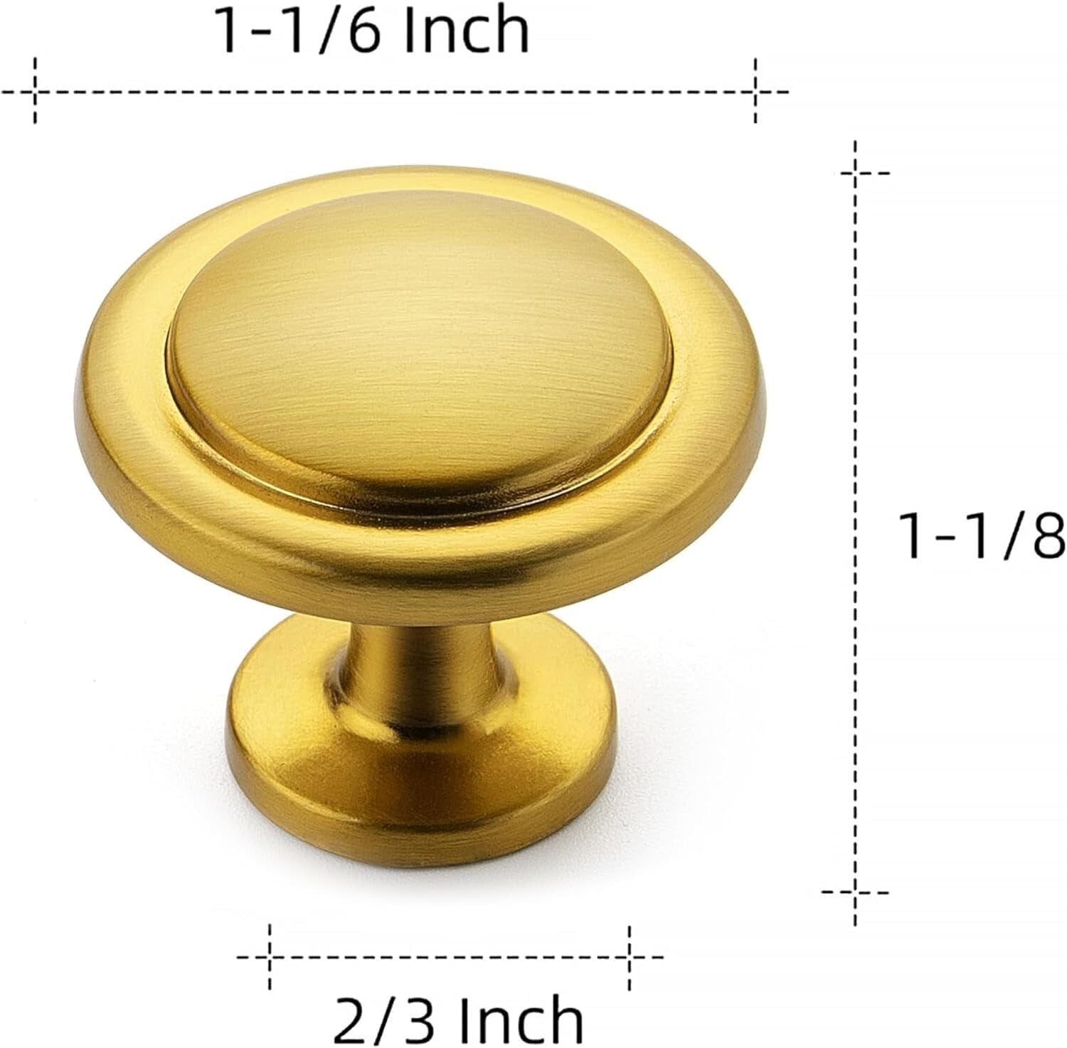 45-Pack Brushed Brass Cabinet Pulls - 1-1/4 Inch Round Kitchen Knobs