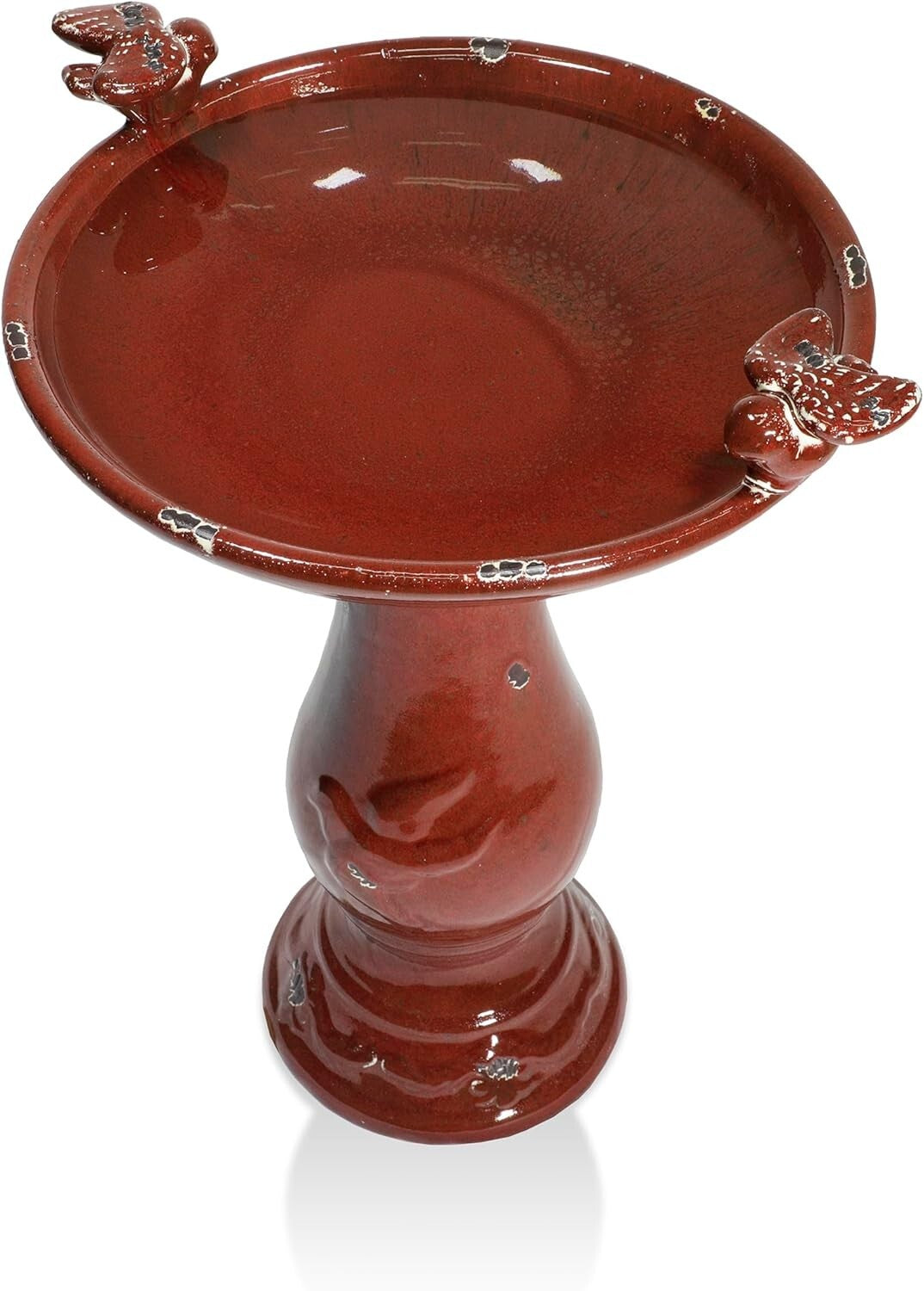 Antique-Style 25" Tall Outdoor Birdbath with 2 Figurines for Perfect Yard Accent
