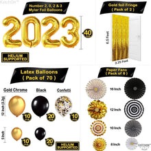 Load image into Gallery viewer, Reusable 2023 Graduation Balloon Arch Kit - Gold &amp; Black Decorations Pack of 115