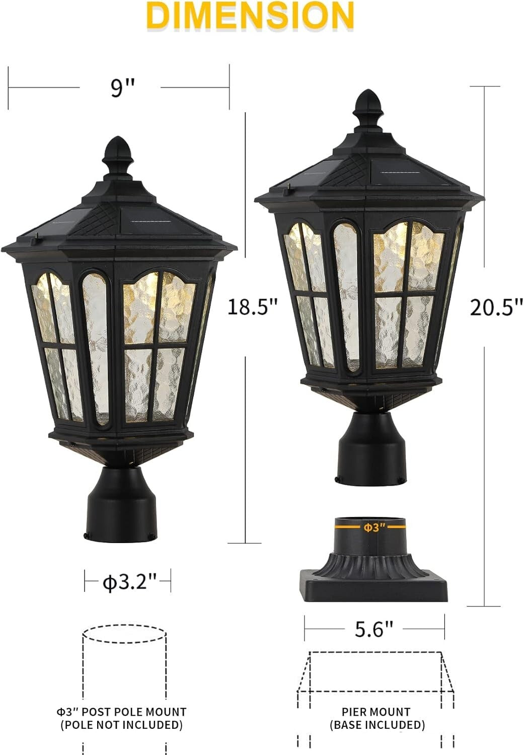 Versatile 20.5'' Solar LED Post Light with Classic Design for Outdoor Spaces