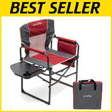 Load image into Gallery viewer, Portable Red Directors Chair with Side Pocket – Perfect for Camping &amp; Concerts
