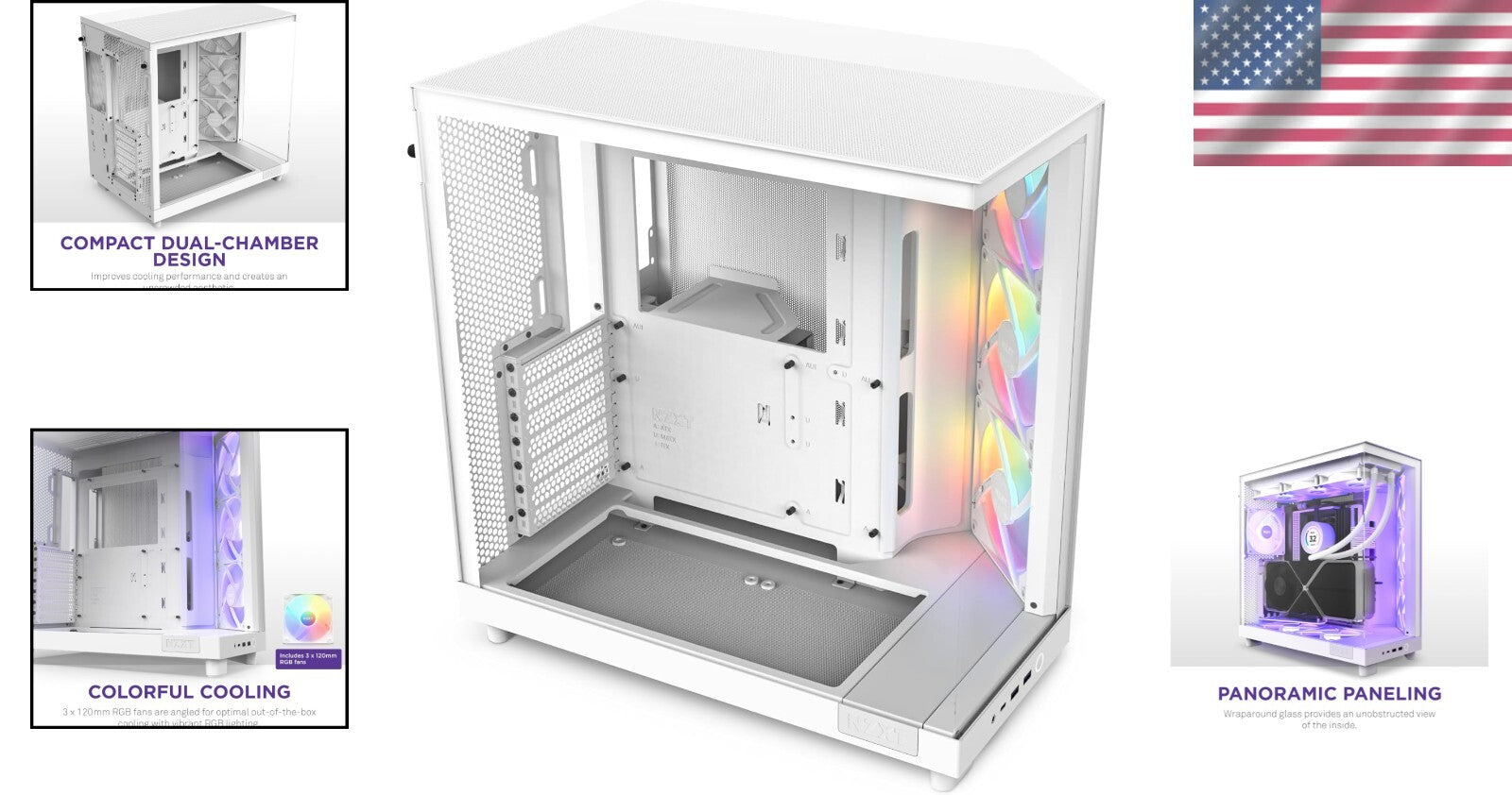 Compact H6 Flow RGB Airflow Case with Dual-Chamber Design & Cable Management