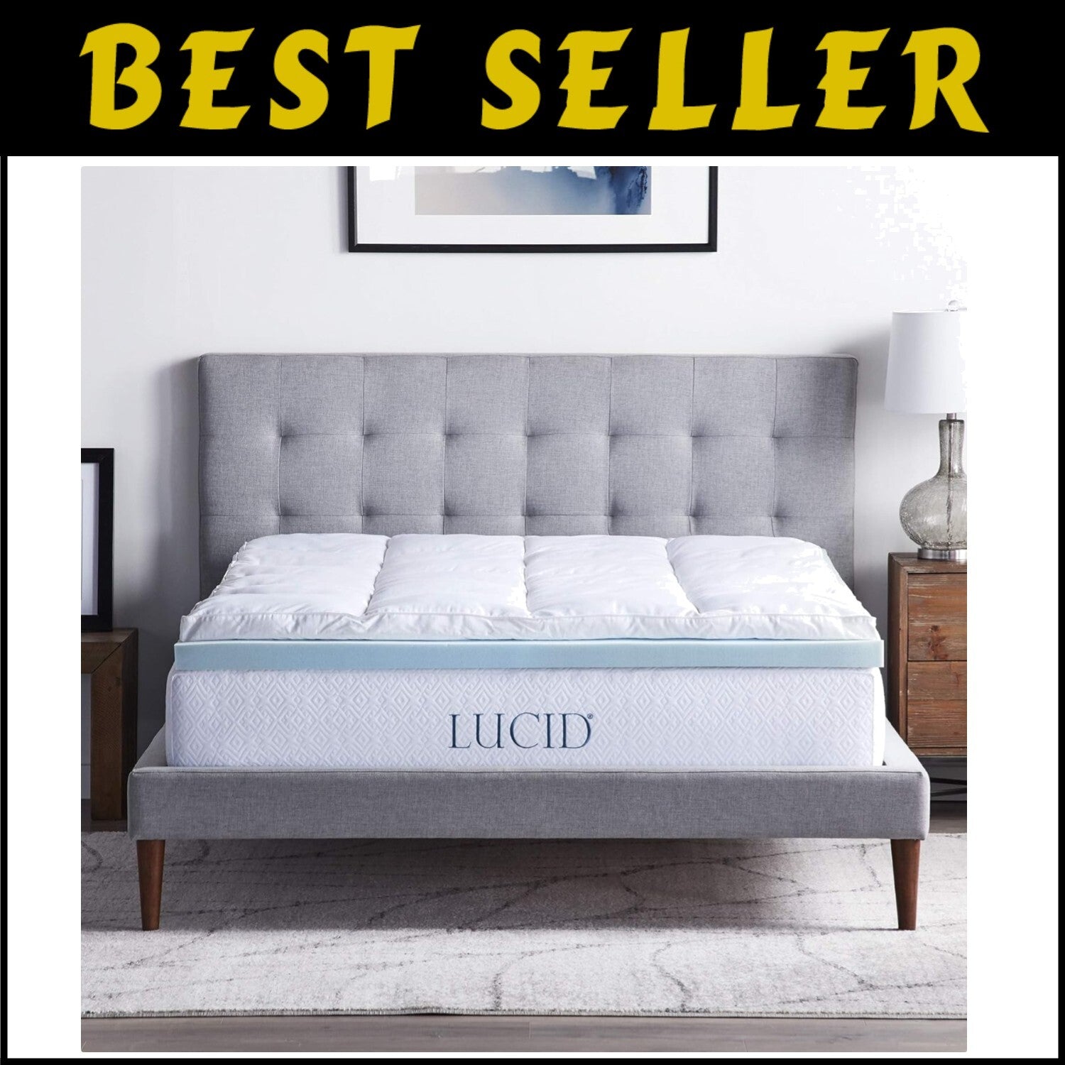 4 Inch Cooling Gel Memory Foam & Down Alternative Mattress Topper - Queen