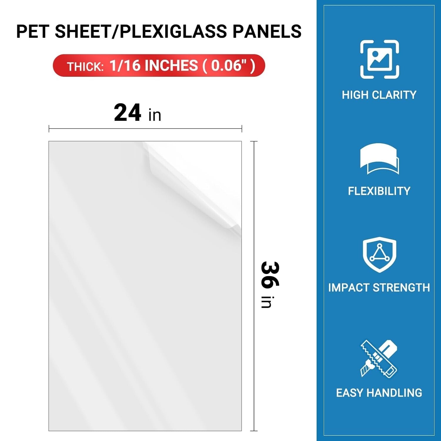 3 Pack of Scratch-Resistant PET Craft Panels - 24 x 36" for Easy Customization