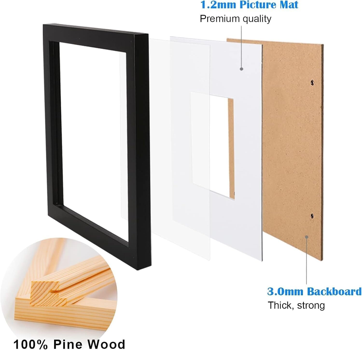Elegant 24x36 Solid Wood Picture Frame with Plexiglass - Wall Mount & Tabletop