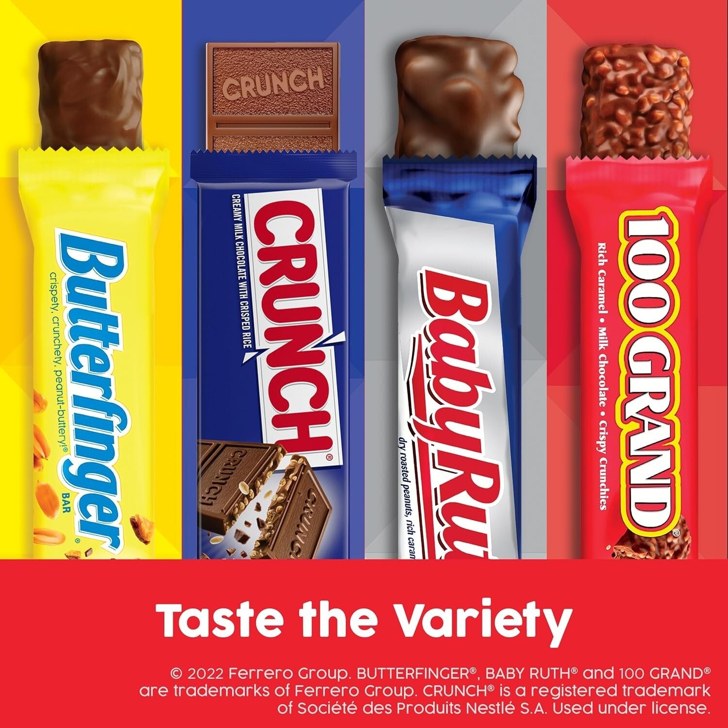 Classic Assorted Chocolate Candy Bars in Bulk - CRUNCH, Baby Ruth & 100 Grand