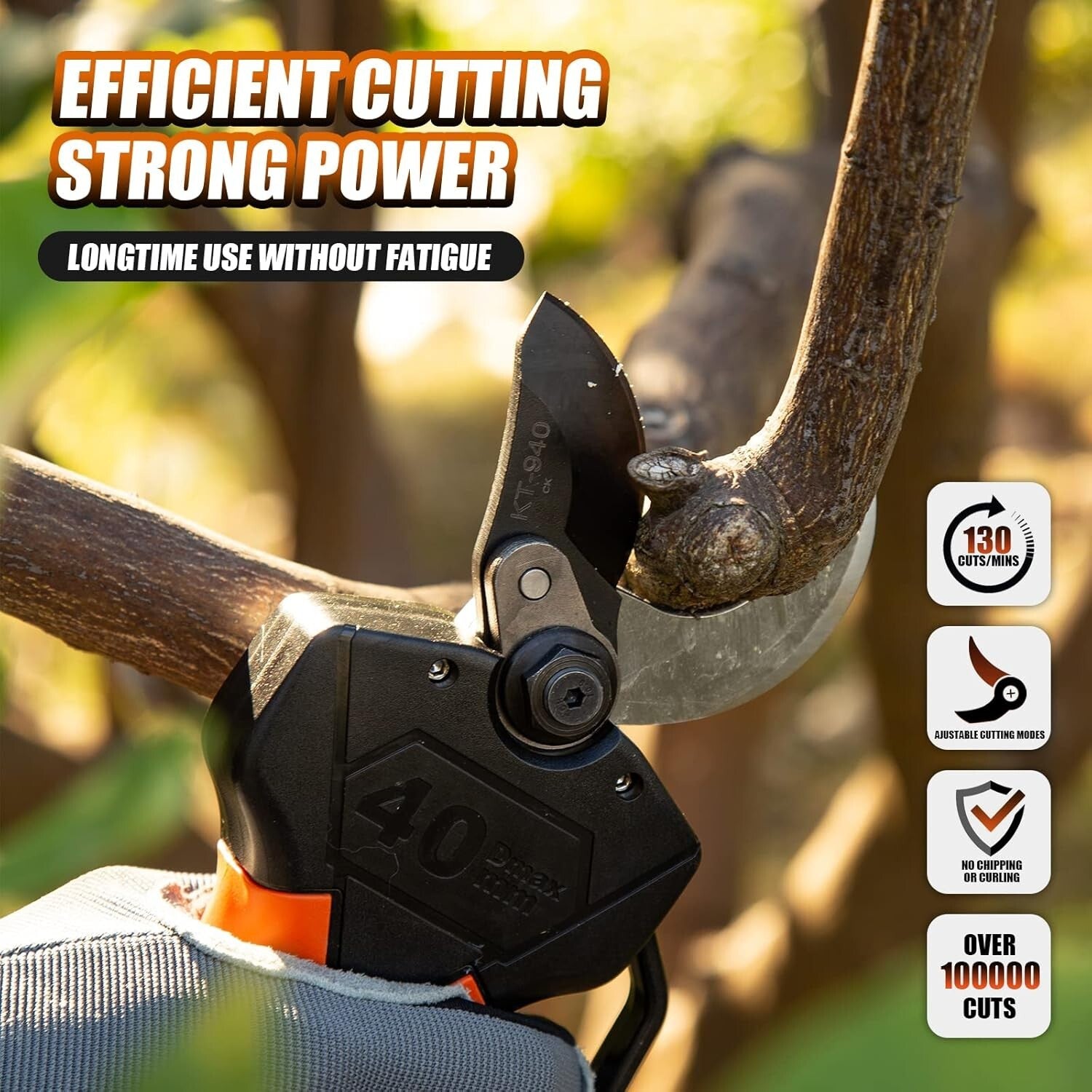 Professional 40MM Cordless Electric Pruning Shears - 18V Brushless Motor & Case