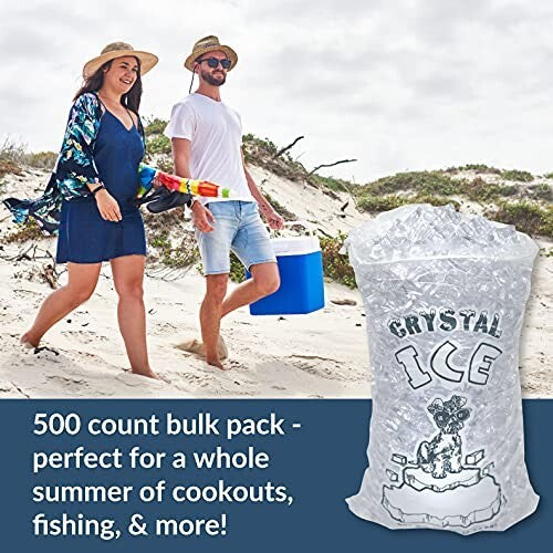 Eco-Friendly Disposable Plastic Ice Storage Bags 10 lbs with Cotton Drawstring