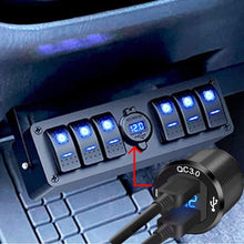 Load image into Gallery viewer, Versatile Rocker Switch Box with Quick Charge USB and LED Voltmeter for Vehicles