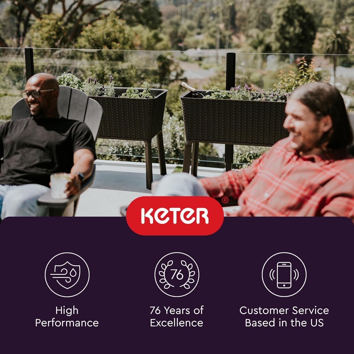 Modern 31.7 Gallon Self-Watering Planter with Drainage for Hassle-Free Gardening