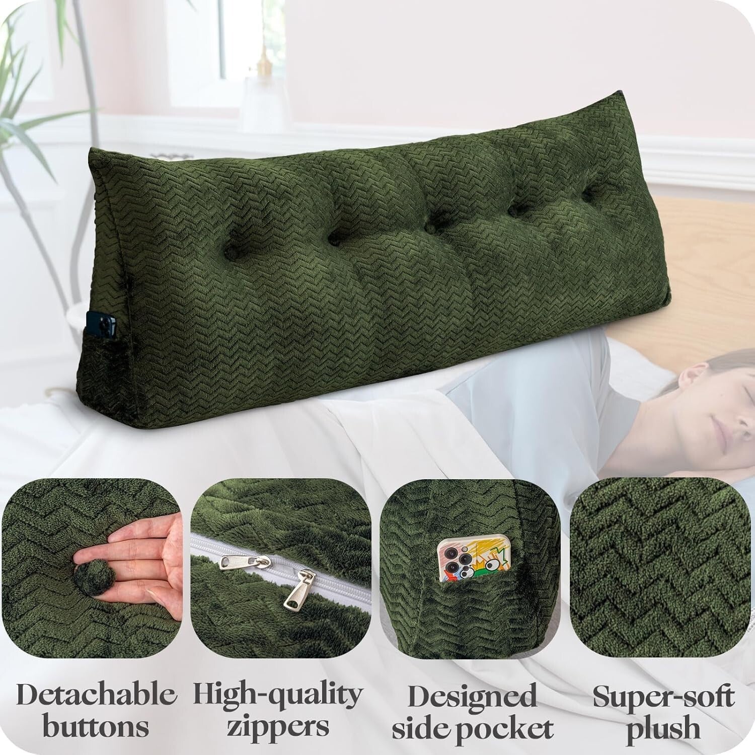 Queen Size Wedge Backrest Pillow - Ergonomic Support for Reading and Relaxation