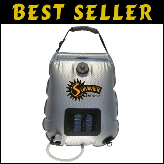 Portable Summer Shower - 5 Gallon Quick Heat & Toiletry Pouch in Black/Silver