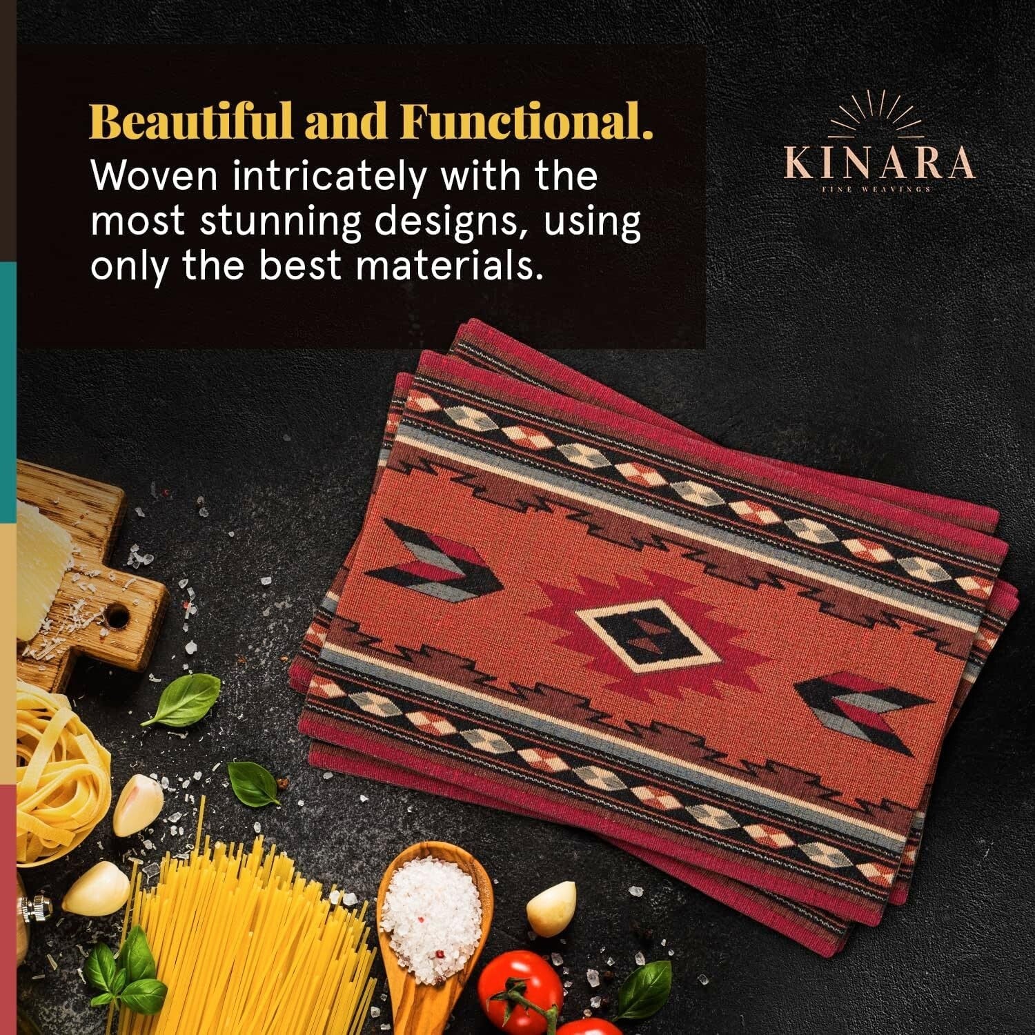 Cibola Placemat Set – 4 Rectangular Placemats with Unique Southwestern Patterns