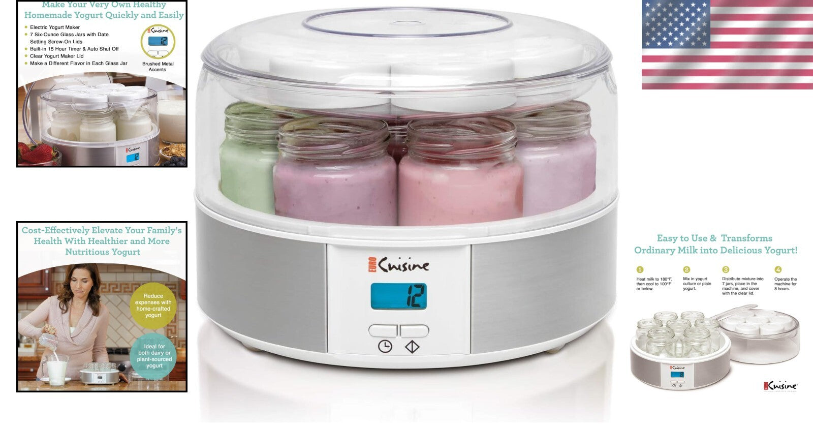Automatic Digital Yogurt Maker with 7 Glass Jars - Make Healthy Yogurt Easily