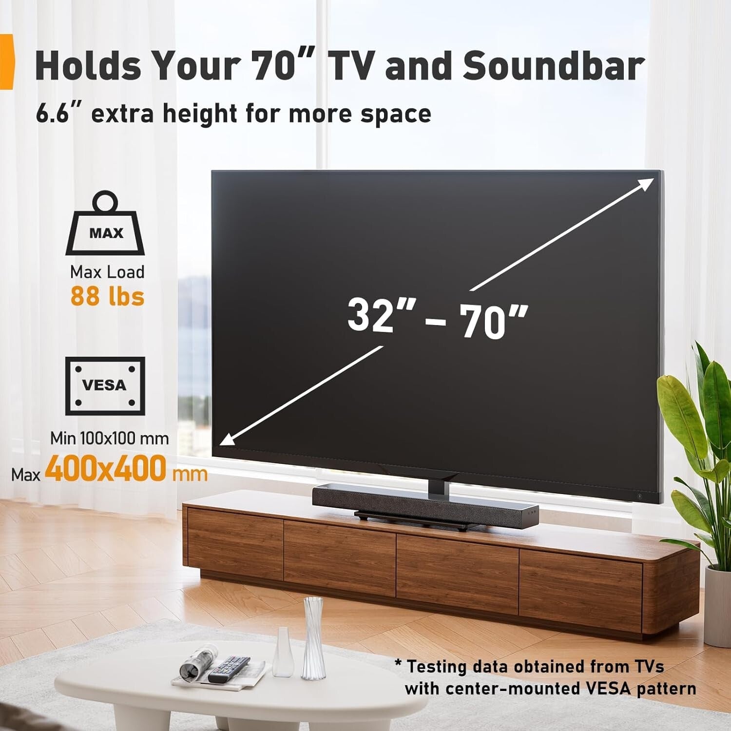 Tempered Glass Base Universal TV Stand: 32-70 inch TV Mount with Swivel & Tilt