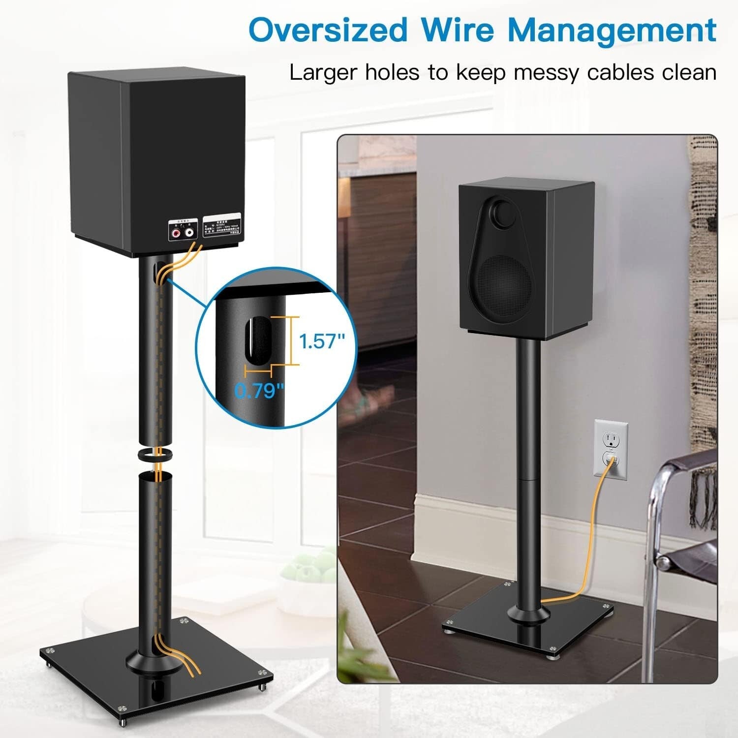 Elegant Black Floor Speaker Stands for Klipsch & Yamaha - Ideal for Home Audio
