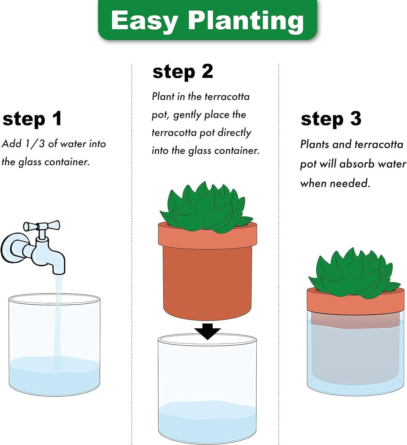 4-Inch Terracotta Clay Pot with Glass Reservoir for Hassle-Free Indoor Planting