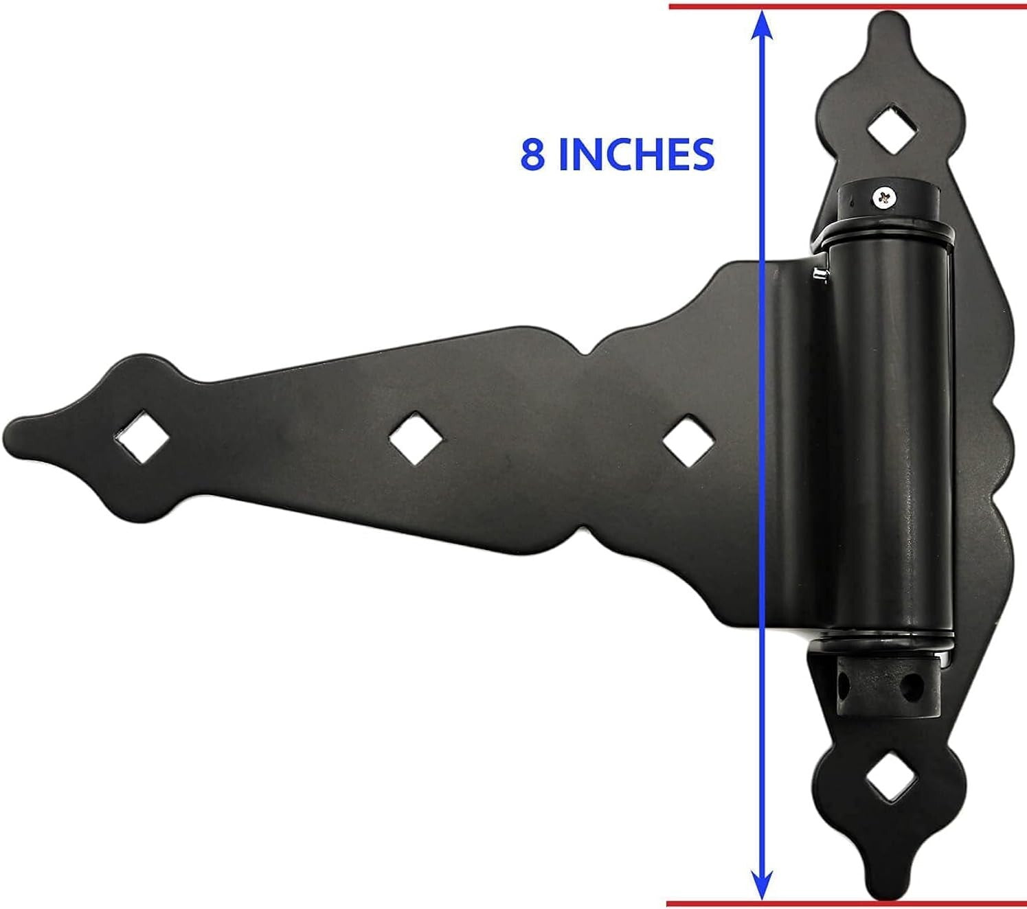 8-Inch Self-Closing T-Strap Gate Hinge in Black - Durable Steel Construction