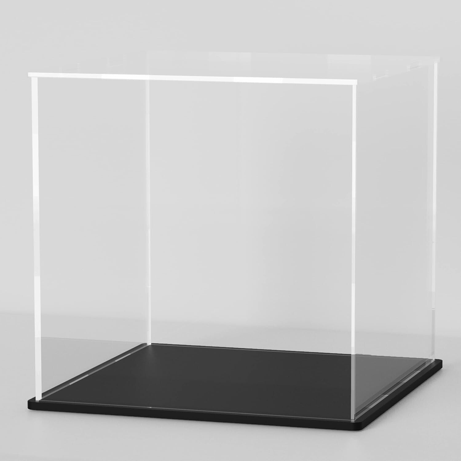 12 Inch Clear Acrylic Display Case with Matte Black Stand for Collectibles