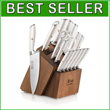 Load image into Gallery viewer, Comprehensive 17-Piece White Knife Set - Ergonomic Handles &amp; Full Tang Design