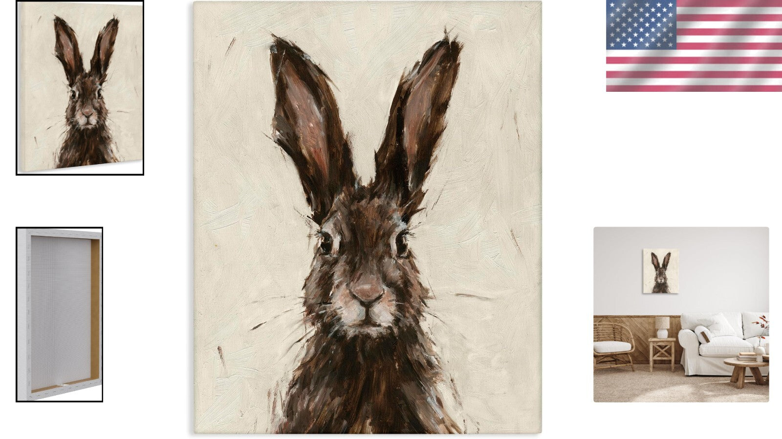 Ready to Hang Brown European Rabbit Canvas Art - 24x30 Inches by Ethan Harper