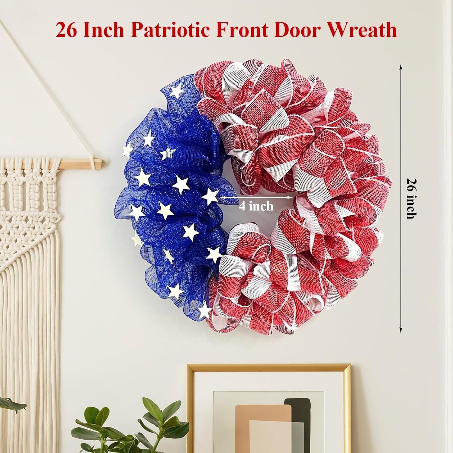 Durable Handcrafted 4th of July Mesh Wreath - Ideal for Summer and Memorial Day
