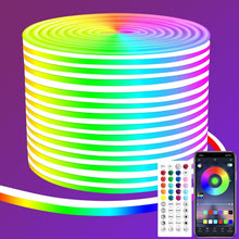 Load image into Gallery viewer, Vibrant 50ft RGB Neon Rope Lights - App-Controlled, Waterproof &amp; Safe for Family