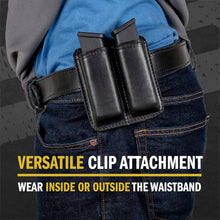 Load image into Gallery viewer, Durable Bullhide Leather Double Mag Pouch – Fits Most Double &amp; Single Stack Mags