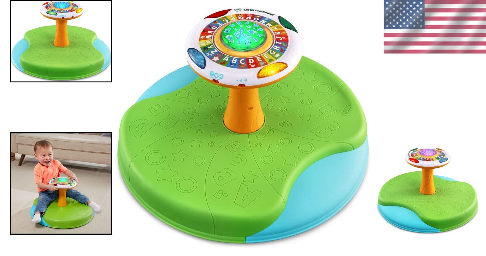 Battery-Powered Spinning Wheel: Letters and Animal Sounds for Kids Ages 1.5+