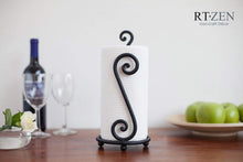 Load image into Gallery viewer, Handcrafted Wrought Iron Paper Towel Stand - Decorative &amp; Space-Saving Solution