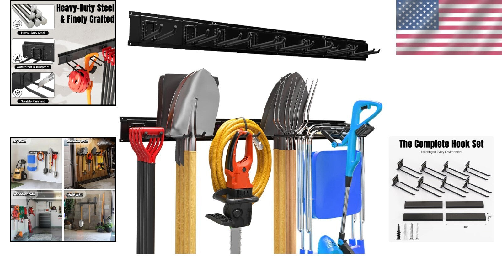 440lb Max Load Garage Tool Storage Rack - Secure Your Tools Effortlessly