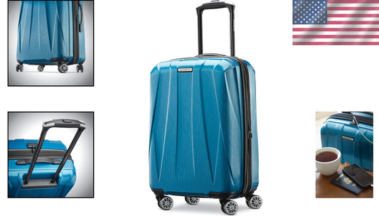 20-Inch Caribbean Blue Hardside Luggage with Charging System and Spinner Wheels