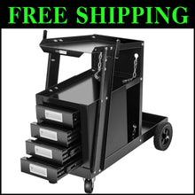 Load image into Gallery viewer, Compact Portable Welding Cart with Four Drawers &amp; Safety Chains for Tank Storage