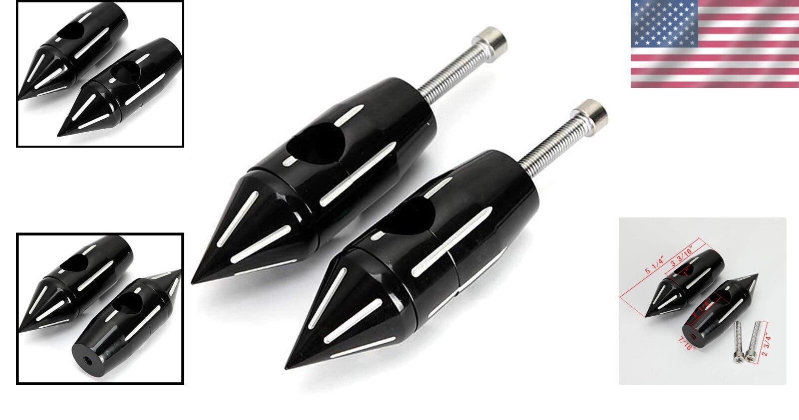 Durable Aluminum Handlebar Risers with Spike Heads for 1" Bars - 135mm Height