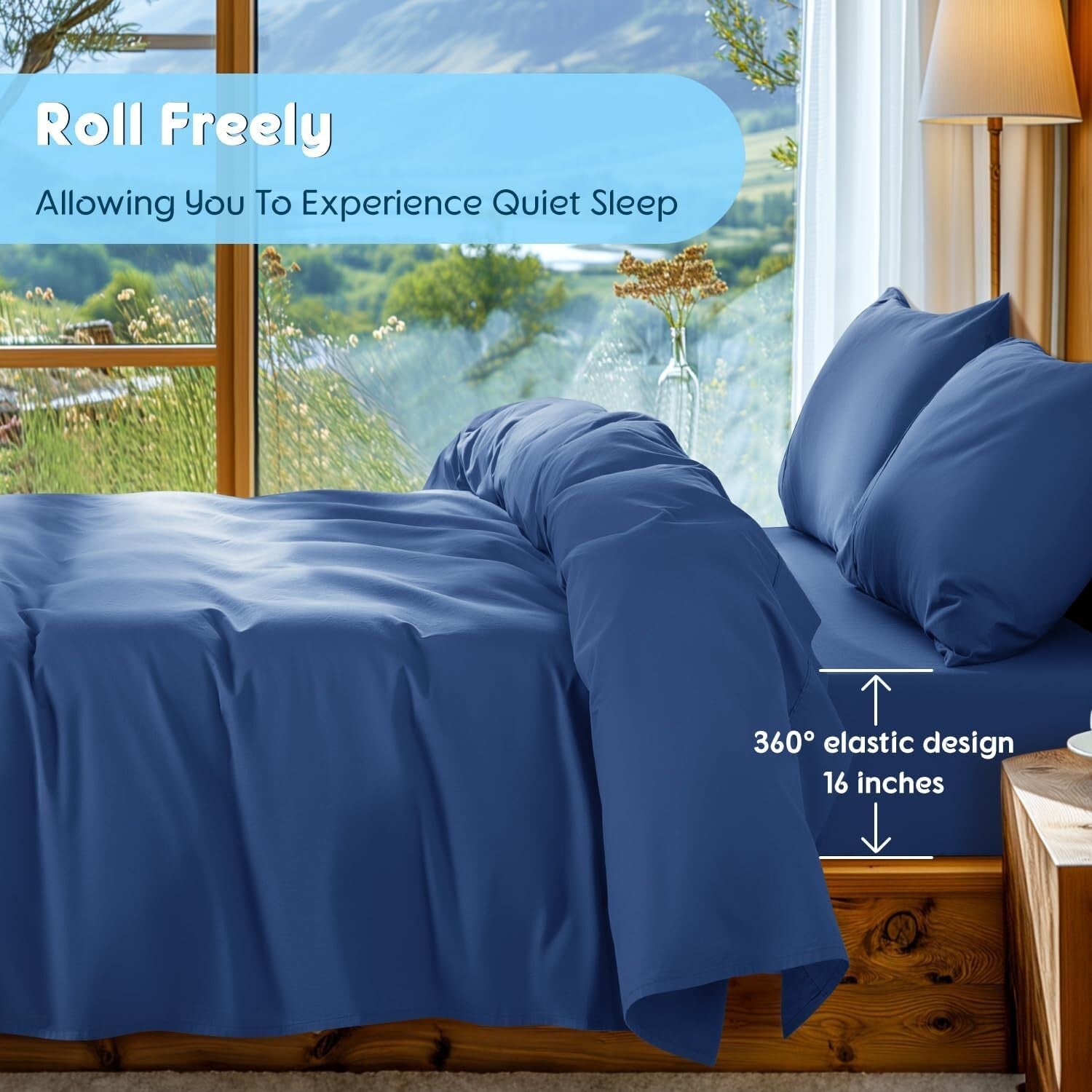 Luxury 100% Egyptian Cotton King Sheet Set - 1000 Thread Count in Navy Blue